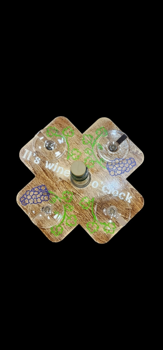 Wine Caddy with fairy light - four wine glasses included