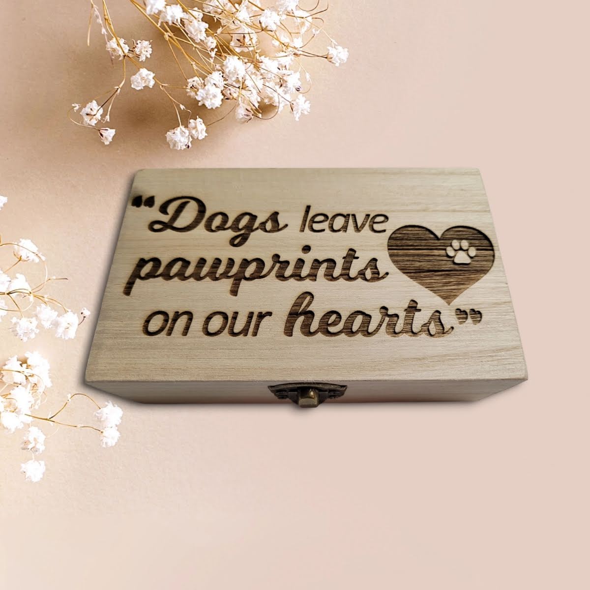 Wooden Keepsake Box-Dog Pawprints