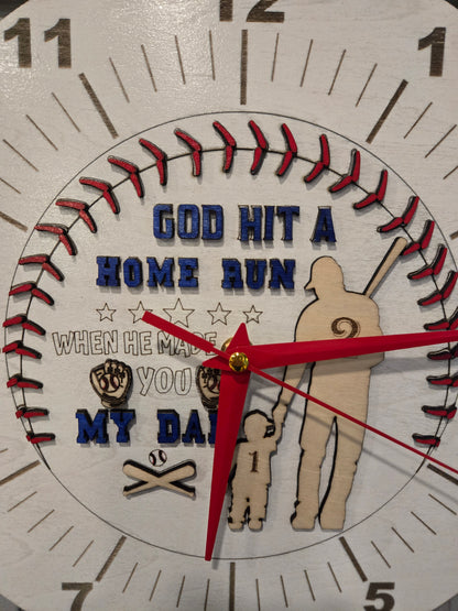 Baseball Clock with father and son