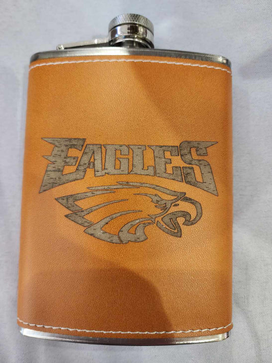 Tan Leather Eagles Flask 8 oz.