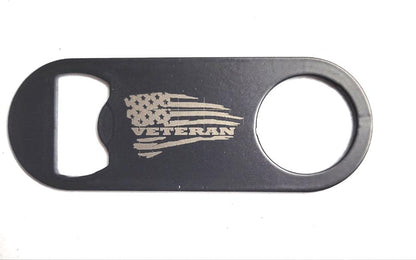 Bottle Opener Keychain-Marine Corps on front and Veteran on back